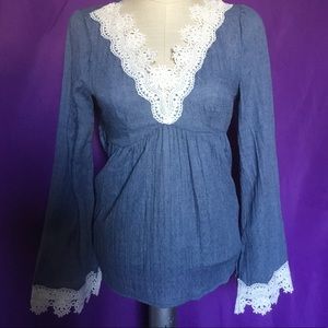 Blue Crochet Cotton Top